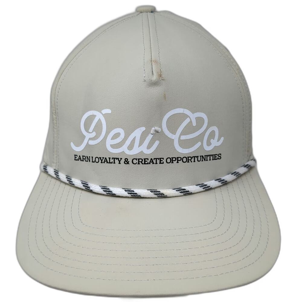 Unie PestCo 5 Panel Hat Beige White Black One Size Rope Nylon Snapback Logo